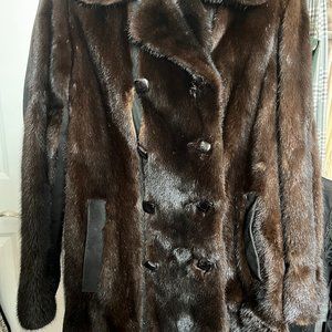 Dark brown mink "stadium" length coat.  Medium